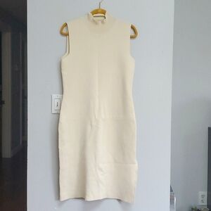 House of Harlow 1960 cream bodycon turtleneck sleeveless dress
